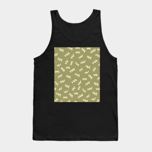 Olive Green  Abstract Mudcloth Lines Pattern Tank Top